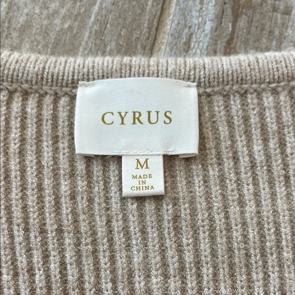 Cyrus Taupe V-Neck Button Sweater - Picture 2 of 8